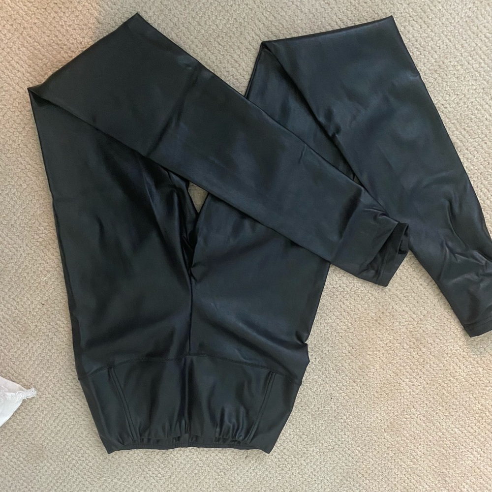 Black leather leggings